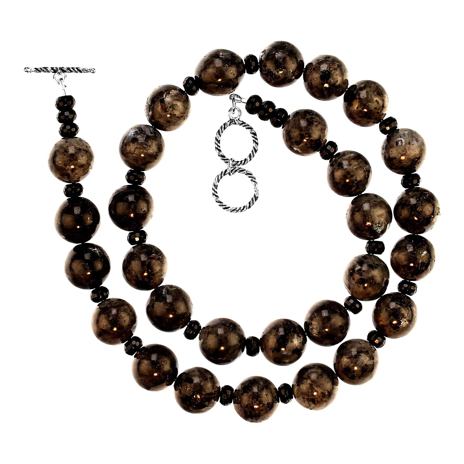 Larvikite Gemstone and Black Onyx Necklace (1 of 6)