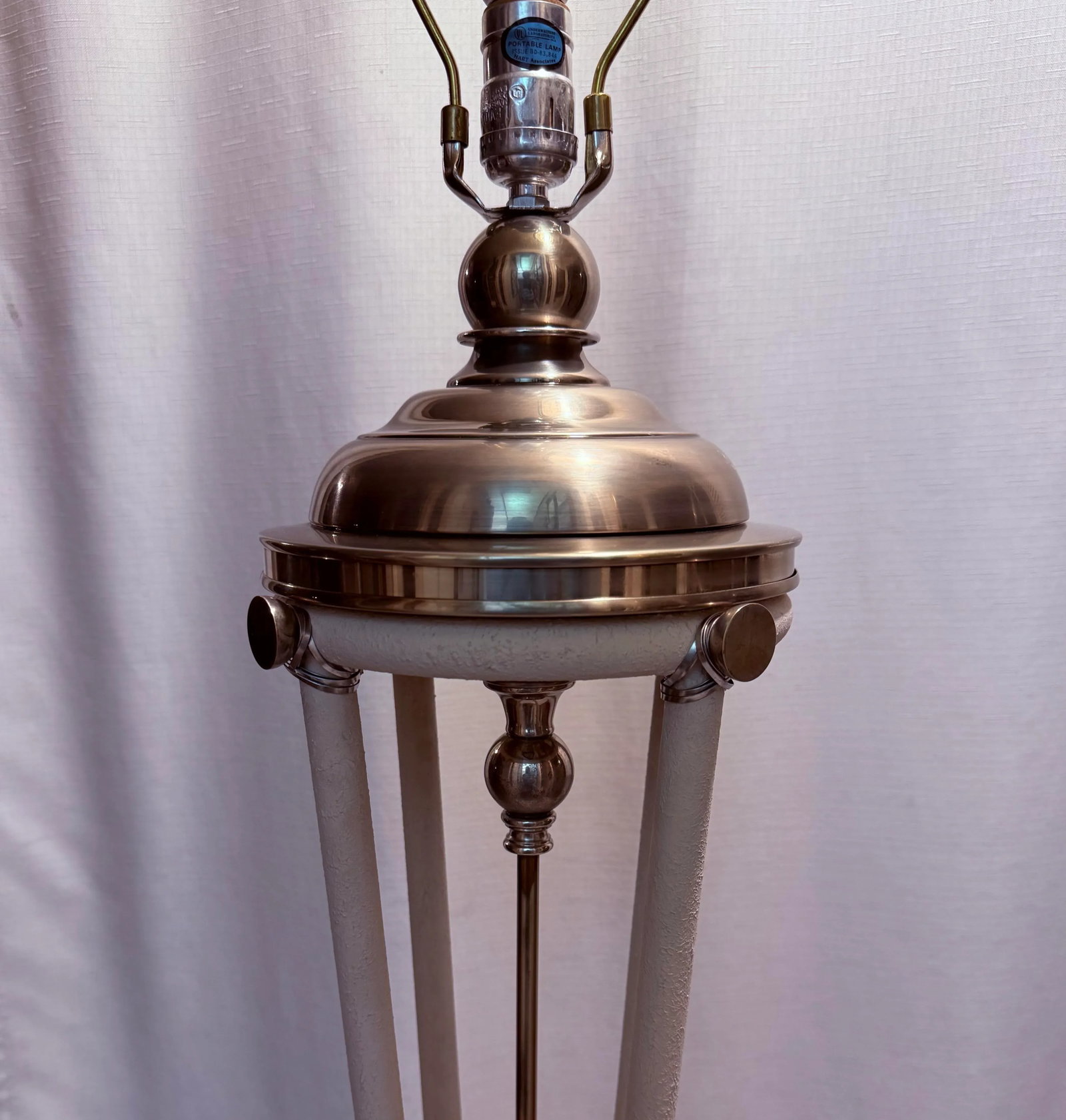 1980s Post-Modern Brass and Metal Floor Lamp With Black Shade by Hart Associates - Art Deco Style - 5