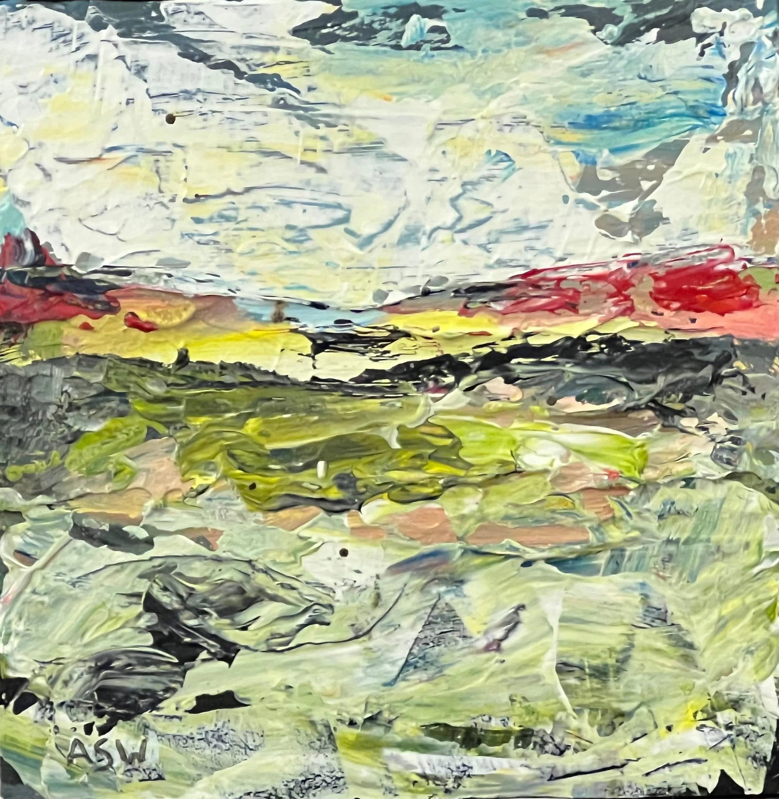 Impasto Abstract Seascape Landscape Miniature Study - Unique Original Art by Contemporary British Ar - 2