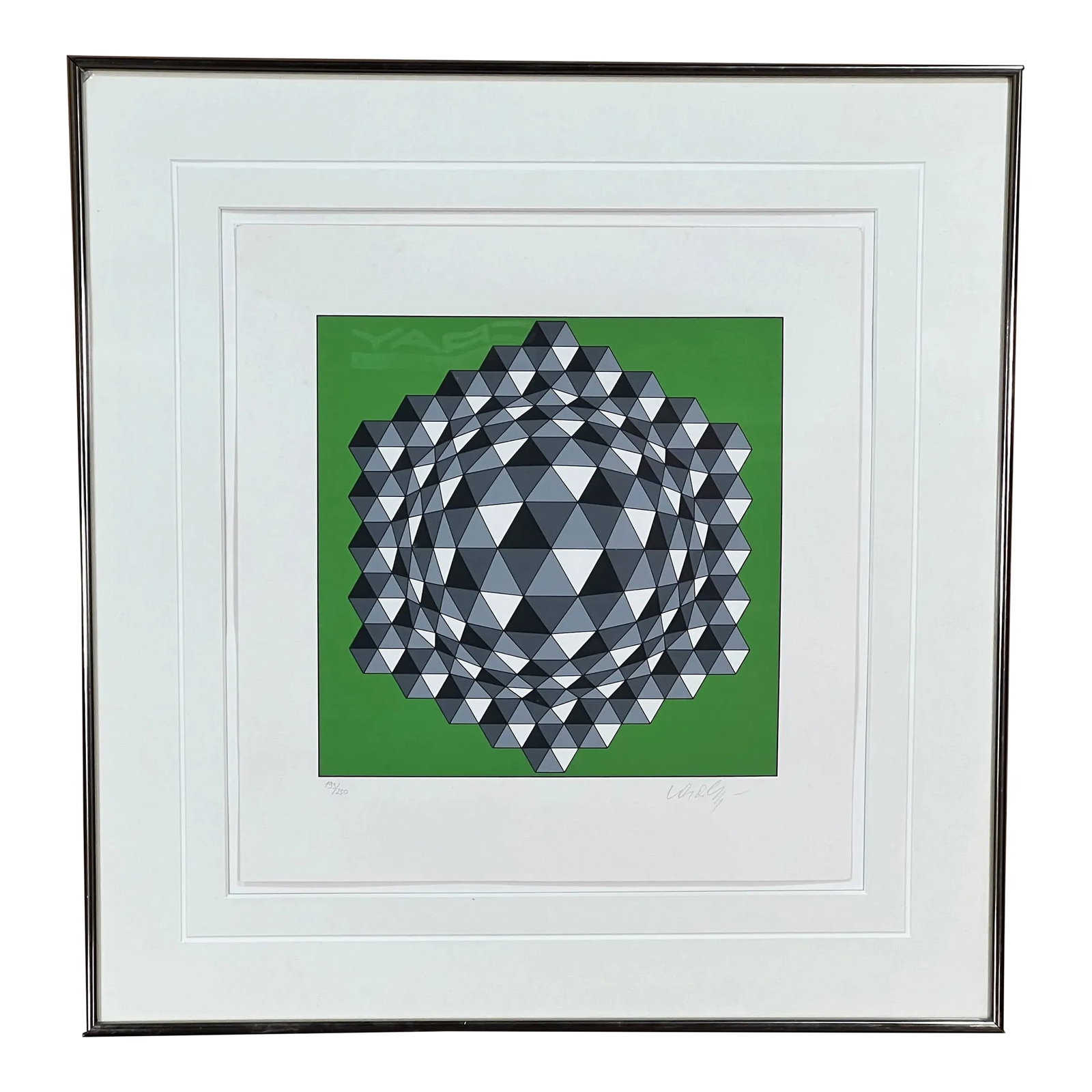 Vintage C.1977 Victor Vasarely Geometric Op Art Serigraph Print 'Hegyez' Pencil SIgned and Numbered: Absolutely fabulous vintage c.1977 original silkscreen/serigraph by the famed op-art artist, Victor Vasarely, from his series titled 'Hegyez'! Exceptional color, shading and form, as you'd expect to