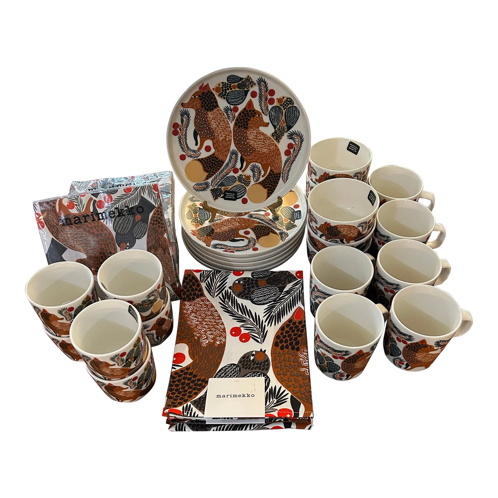 Marimekko Ovia Ketunmarja "Fox Berry" Luncheon Set for 6 - 32 Pieces (1 of 9)