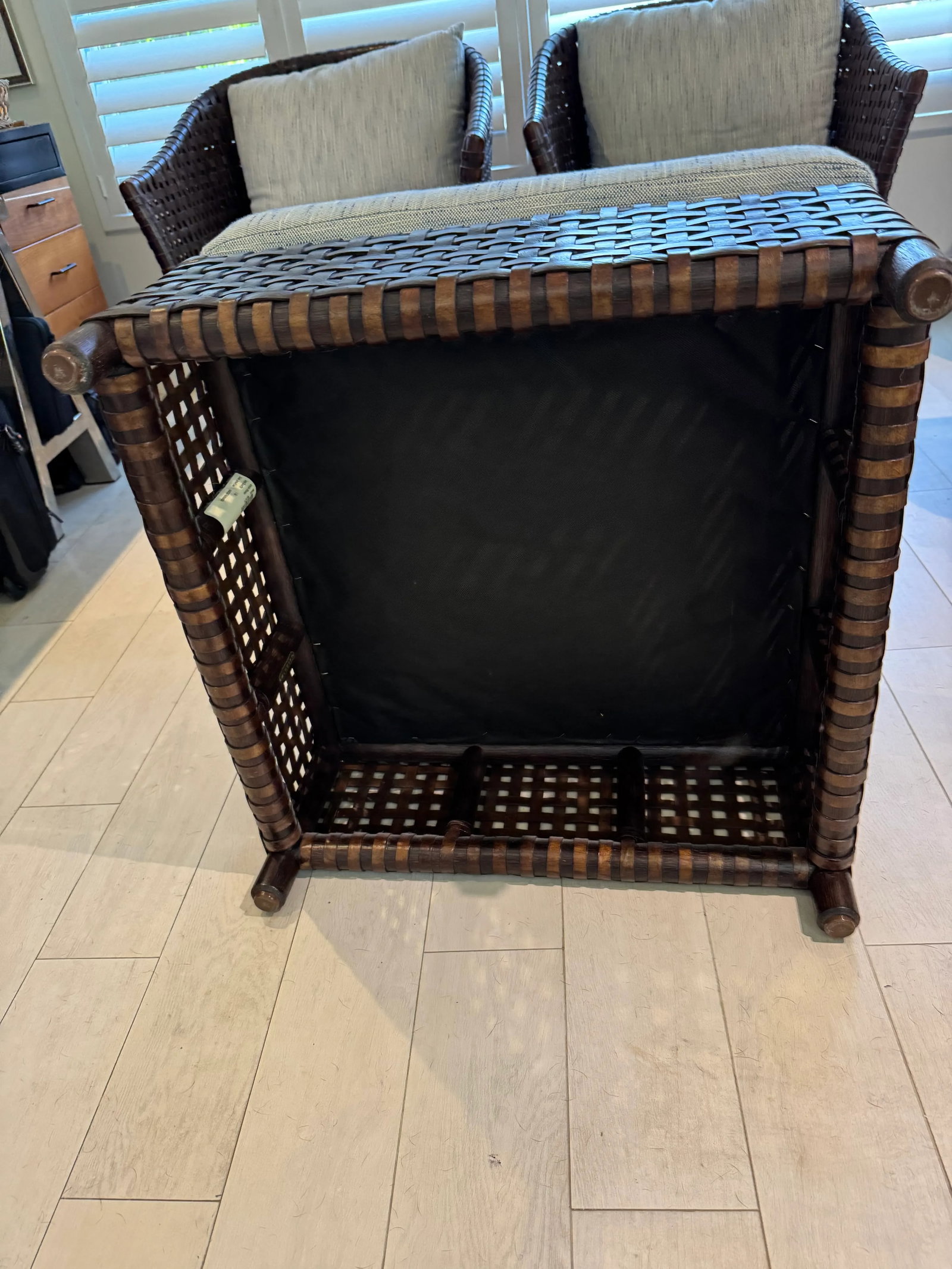 McGuire Antalya Laced Leather Club Chairs & Ottoman - 3 Pieces - 6