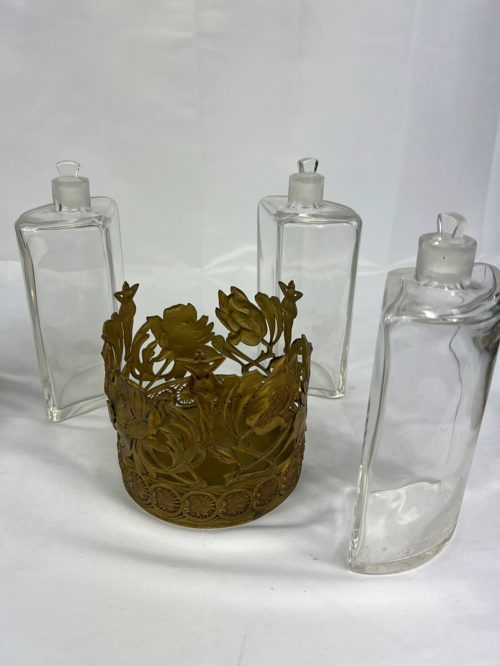 Fine Gentleman's Gilt Bronze Liquor and Cigar Set Art Nouveau Period C. 1900 - 10