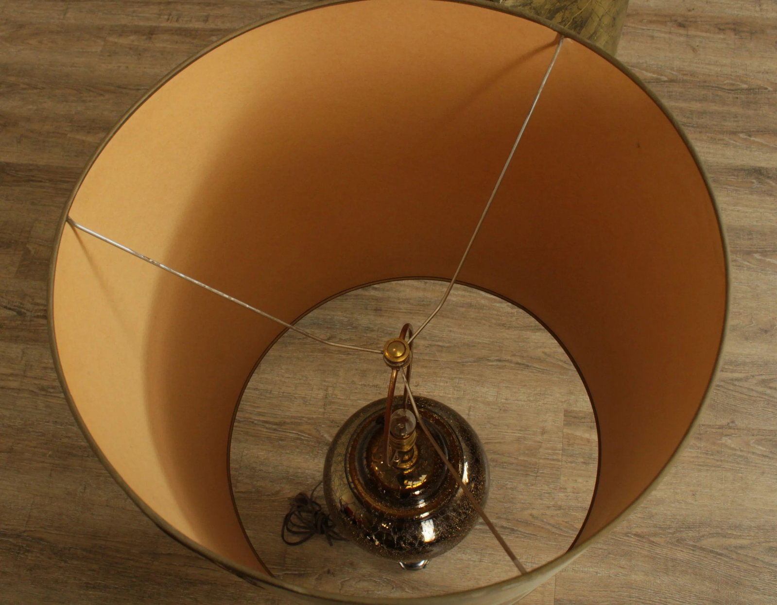 Hollywood Regency 1970s Vintage Gold Crackle Glass Ginger Jar Lamps - a Pair - 9