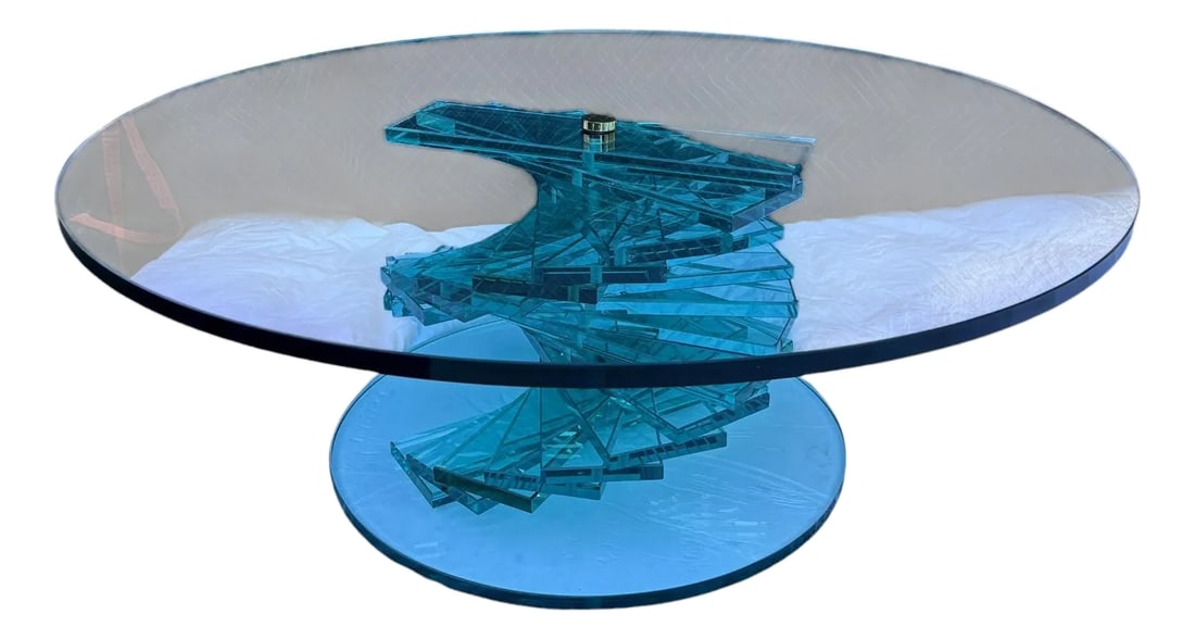 Post Modern Italian Round Stacked Glass Coffee Table (1 of 12)