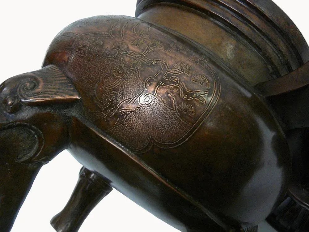 Chinese Bronze Foo Dogs Graphic Incense Burner - 7