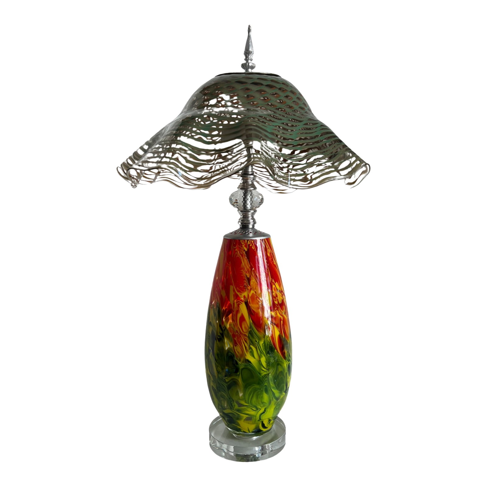 Art Glass Red Green Table Lamp (1 of 12)