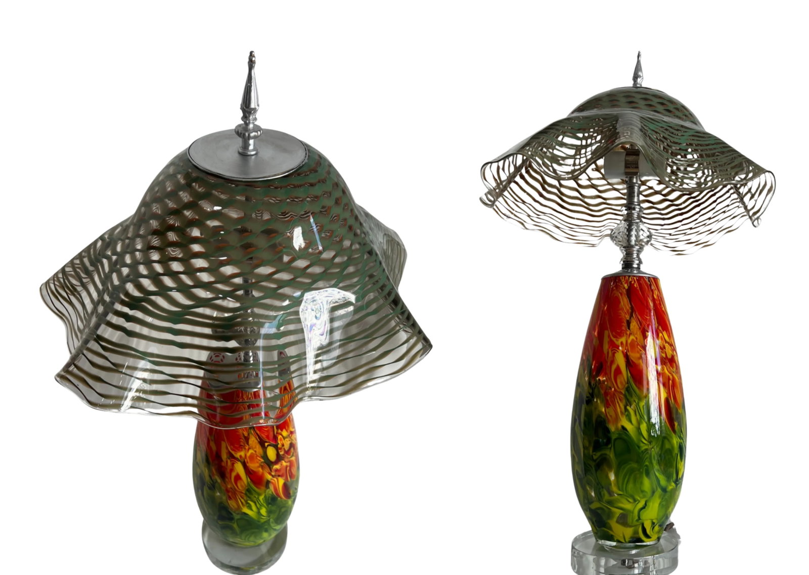 Art Glass Red Green Table Lamp - 9