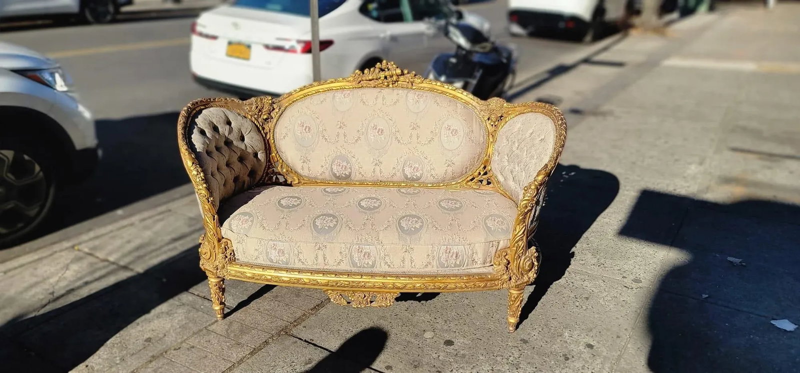 Vintage French Style Gold Leaf Loveseat Sofa - 11