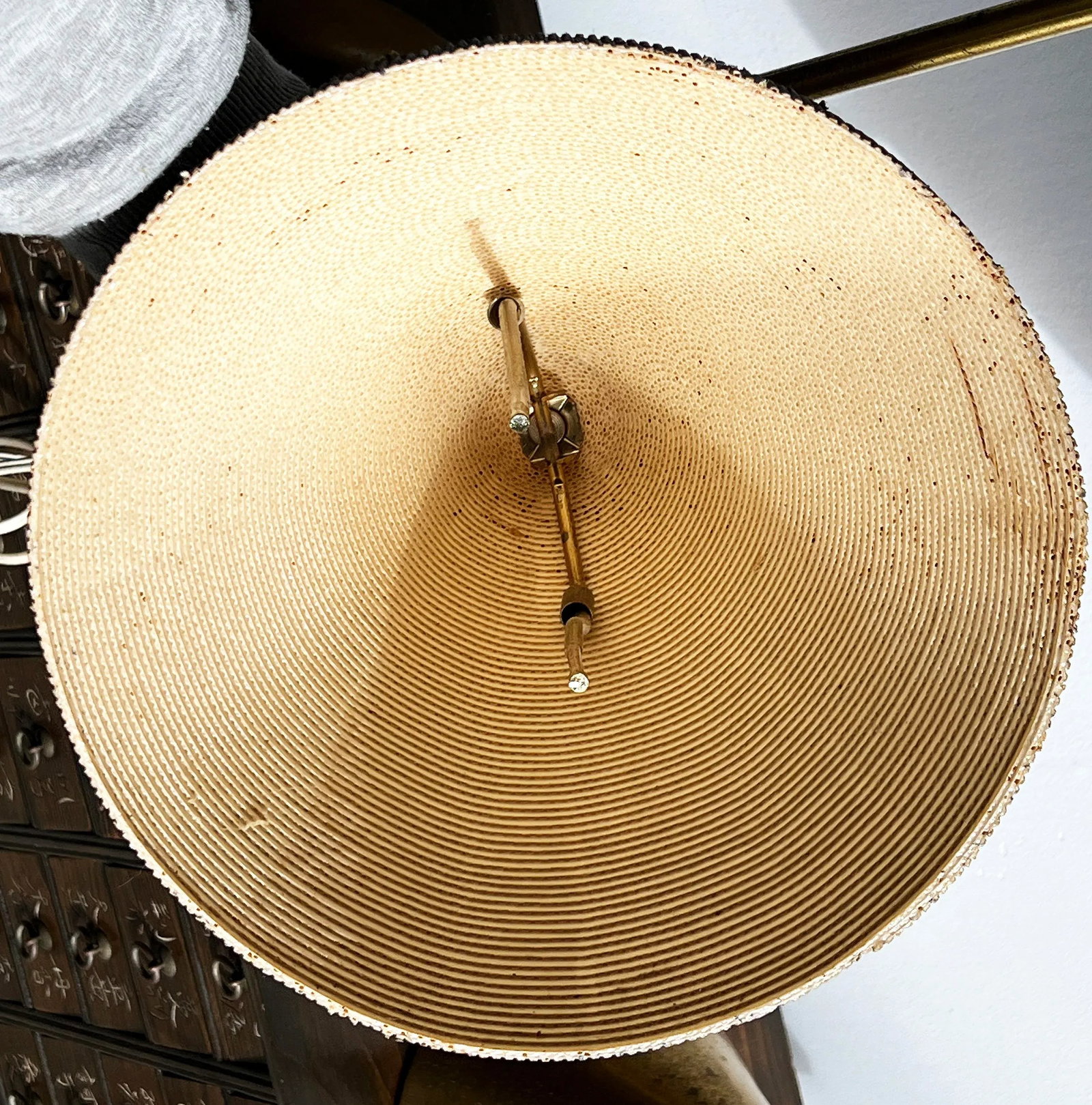 Flute of Chicago Brass Table Lamps With Conical Corrugated Cardboard Shades - a Pair - 11