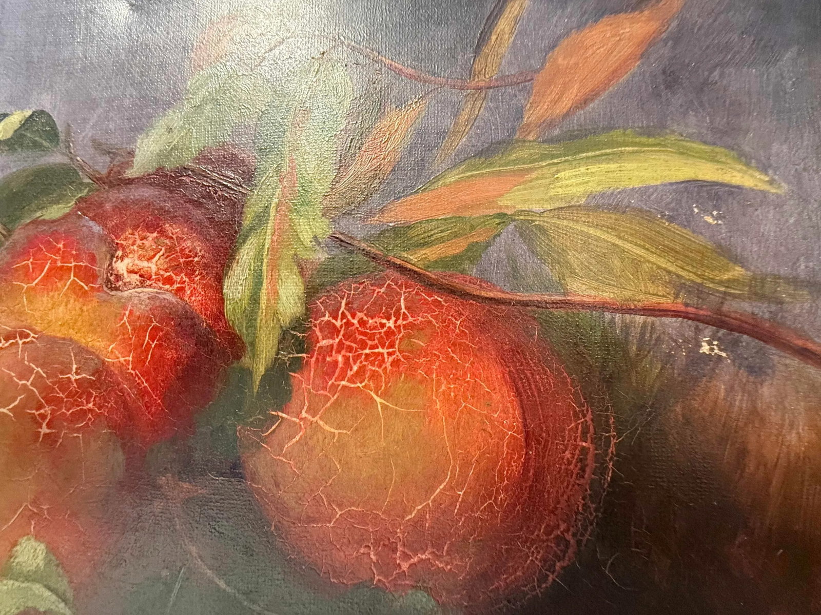 William Corning Stacy Still Life Peaches Oil on Canvas Painting - 4