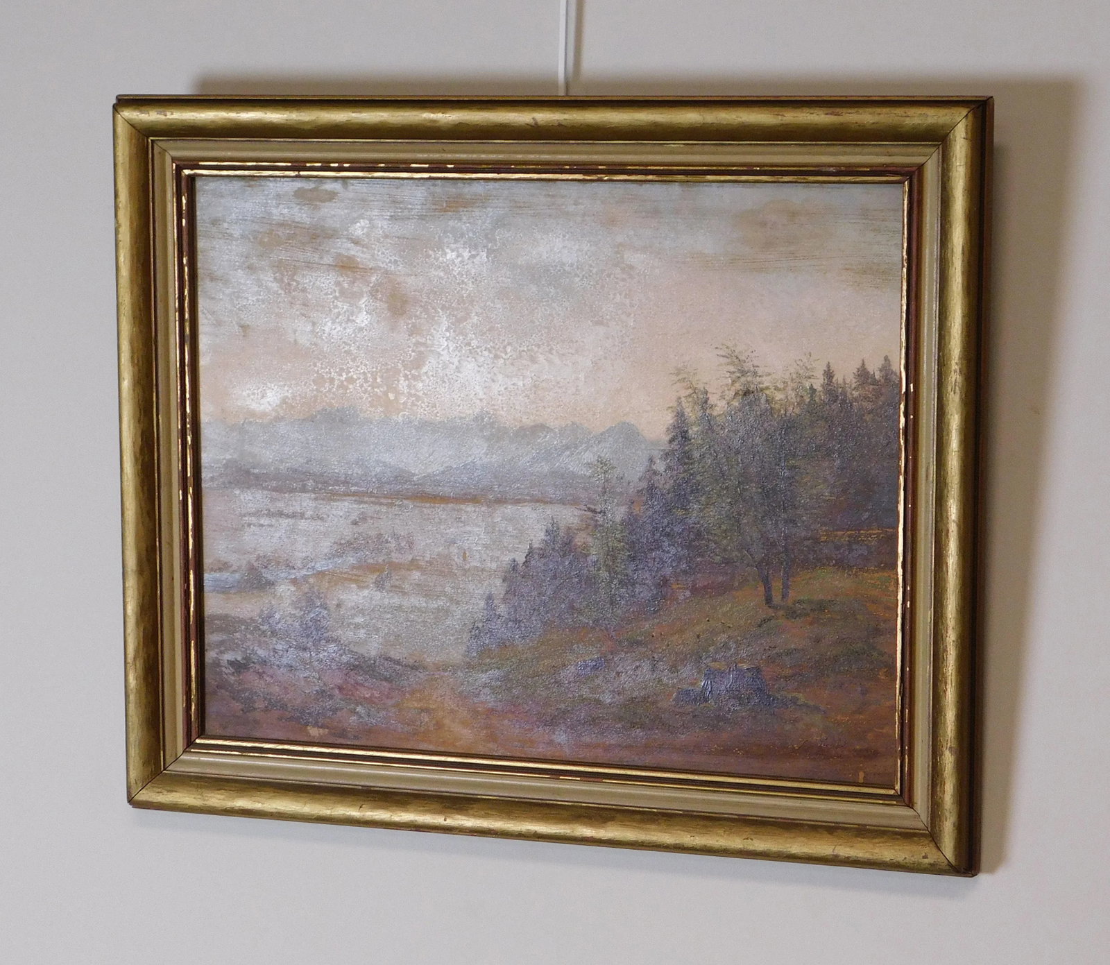 Mountain Valley Scene Framed Oil Painting On Board - Artist's Signature Illegible - 3