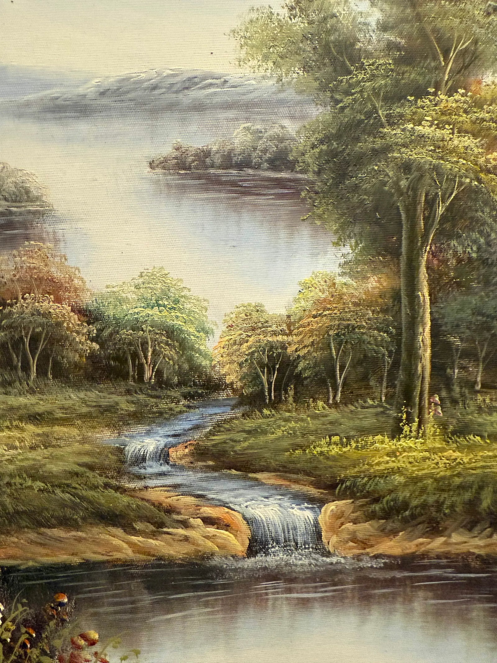 Mid 20th Century C. Freeman Landscape Waterfall Oil Painting - 2
