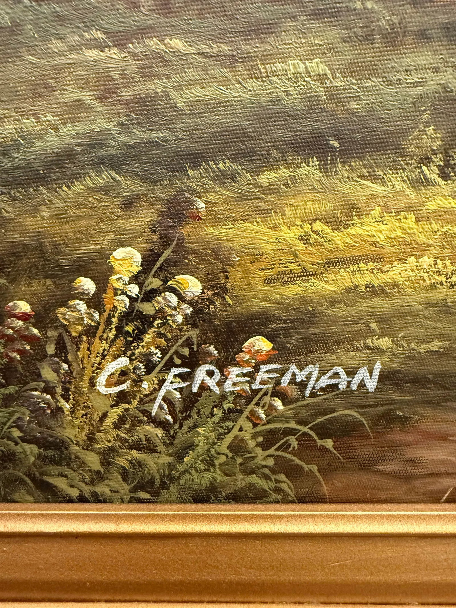 Mid 20th Century C. Freeman Landscape Waterfall Oil Painting - 4