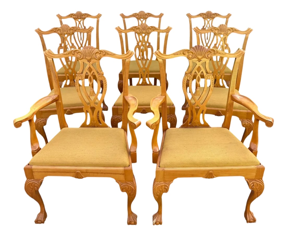 Set of 8 20th Century Boston Style Chippendale Mahogany Ball and Claw Dining Chairs (1 of 12)
