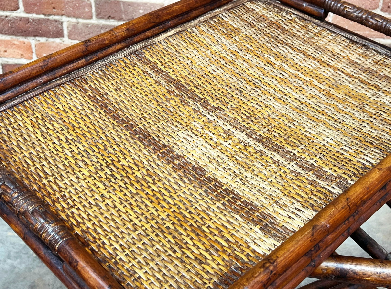 Vintage Hollywood Regency / Chinoiserie Burnt Bamboo & Rattan Wine Rack - 10