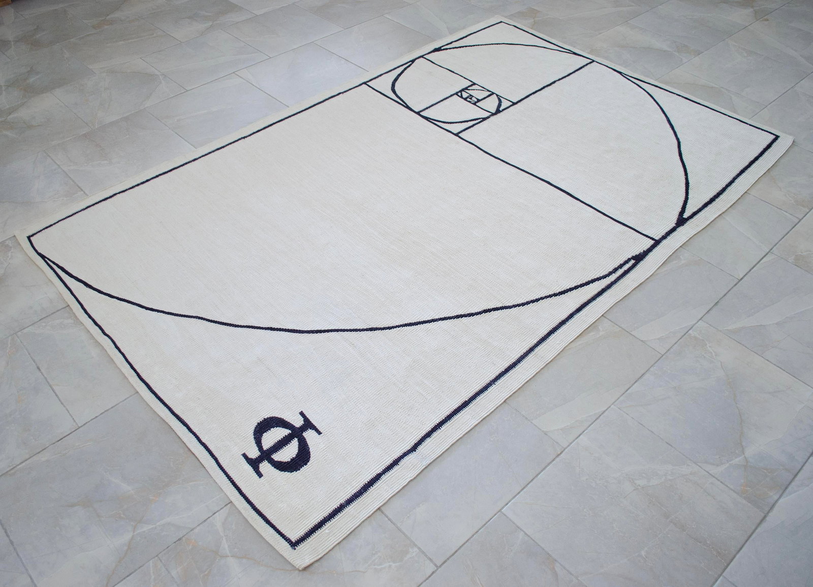 Fibonacci - Golden Ratio Themed Silk Hand Woven Area Rug Kilim Wall Rug 4"²11"³ × - 5