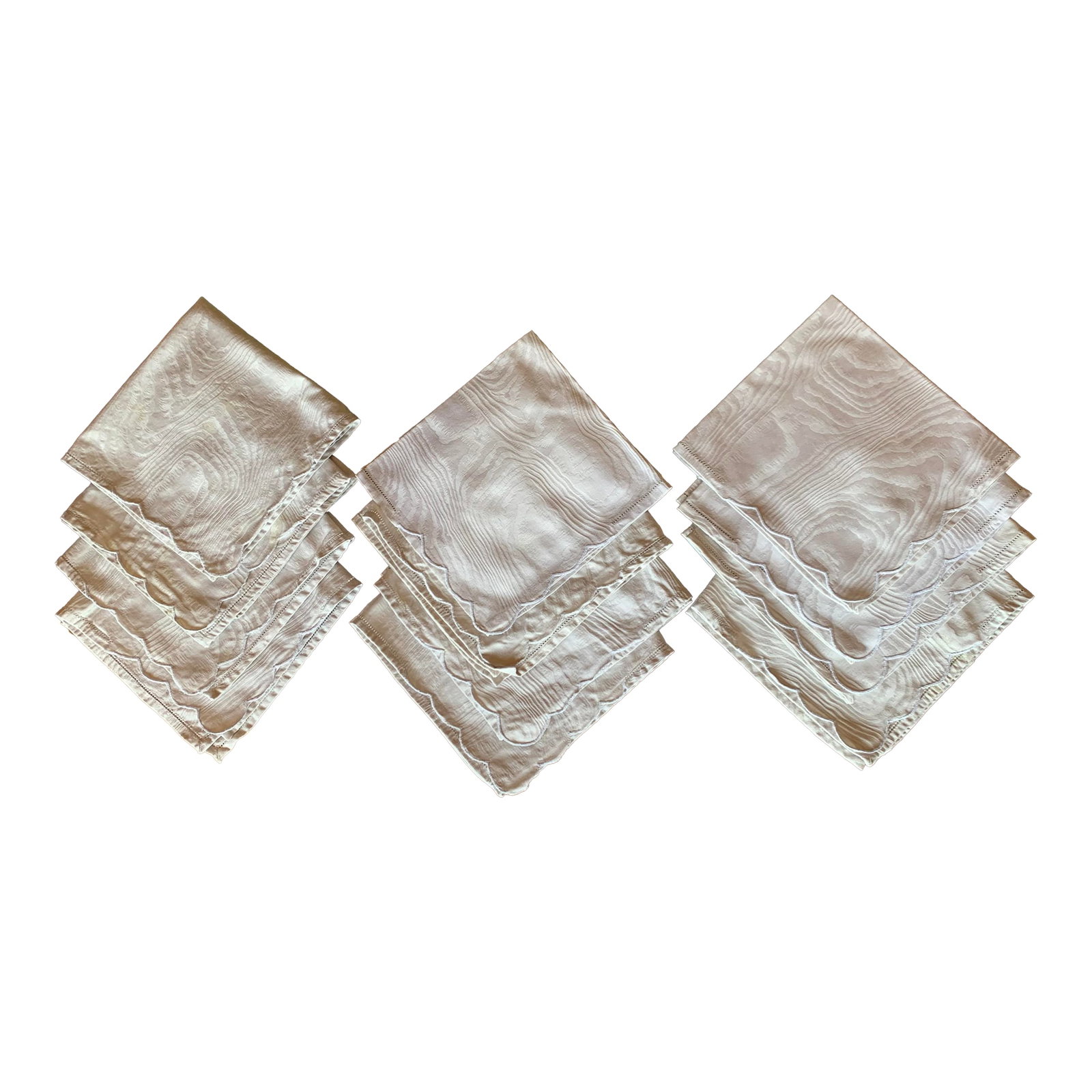 Vintage Ivory Moire Patterned Dinner Napkins- Set of 12 (1 of 4)
