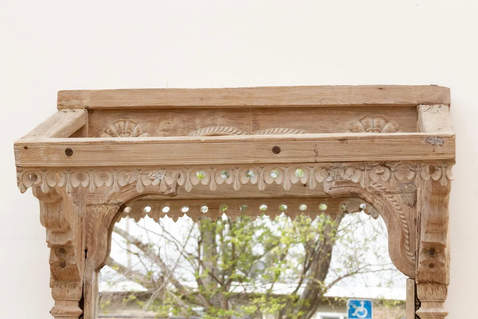 One-of-a-Kind Sun-Bleached Teak Arch Mirror - 5