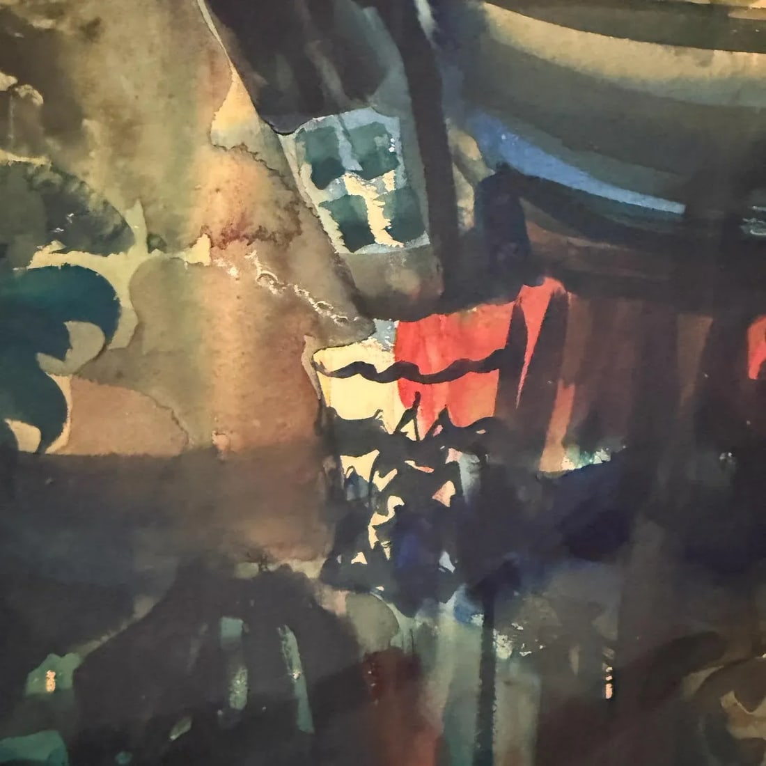 1950s Abstract Watercolor Architectural Painting Signed Dow 59 - 7