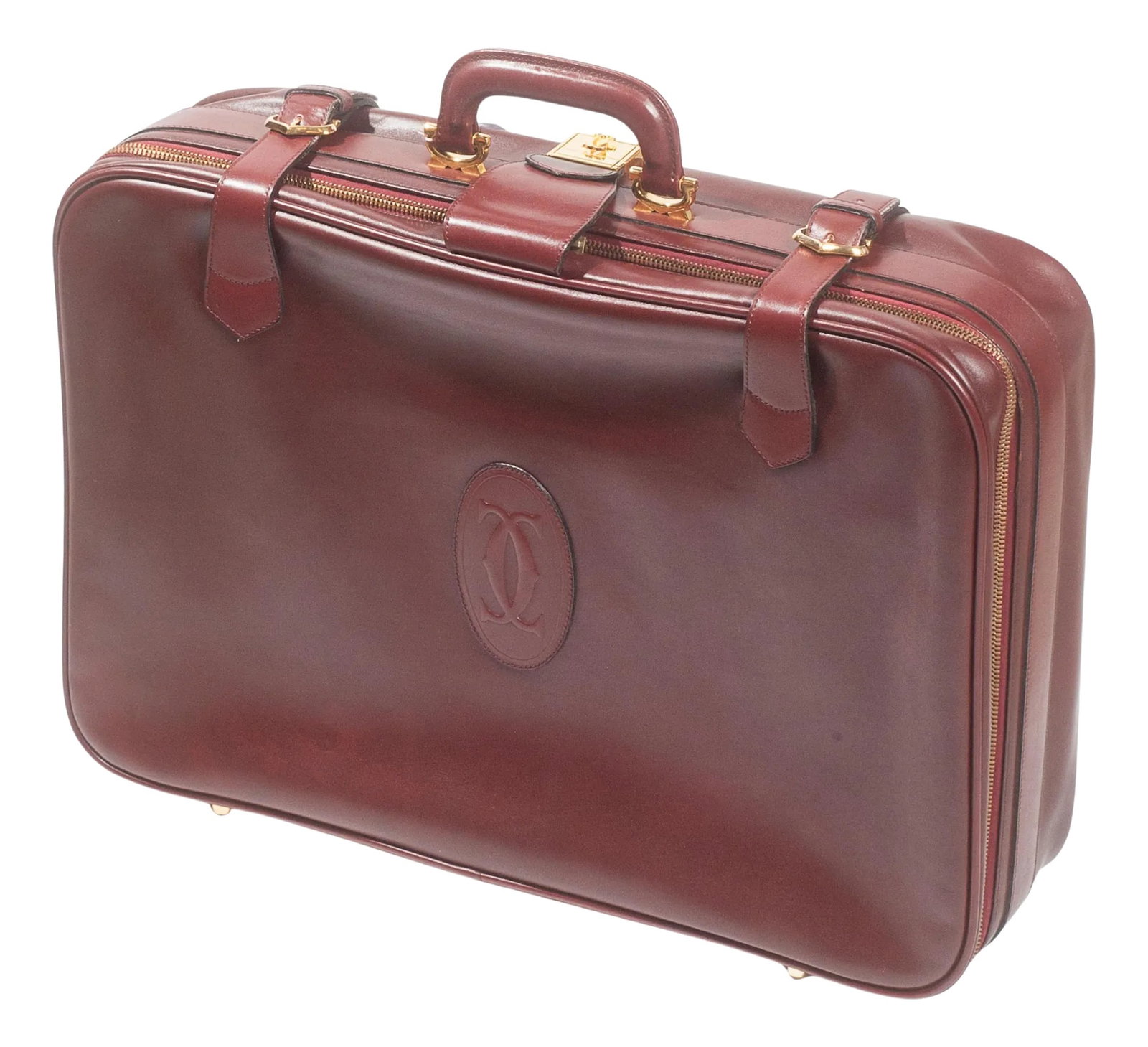 CARTIER Paris Vintage Leather Suitcase Burgundy Bordeaux Luggage (1 of 12)