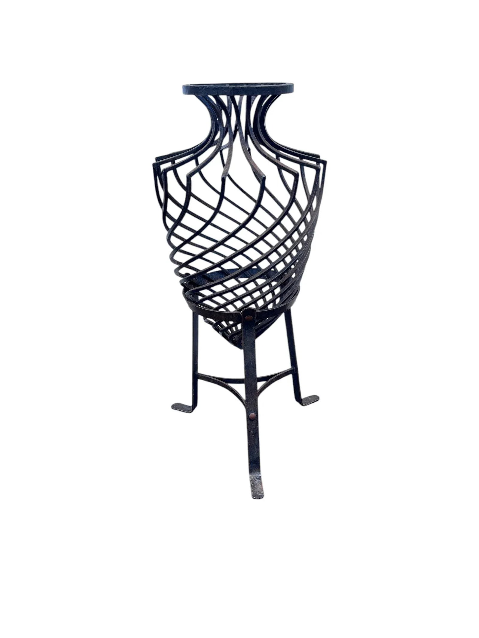 1980s Hand-Forged Wrought Iron Torpedo Urns- Set of 3 - 5