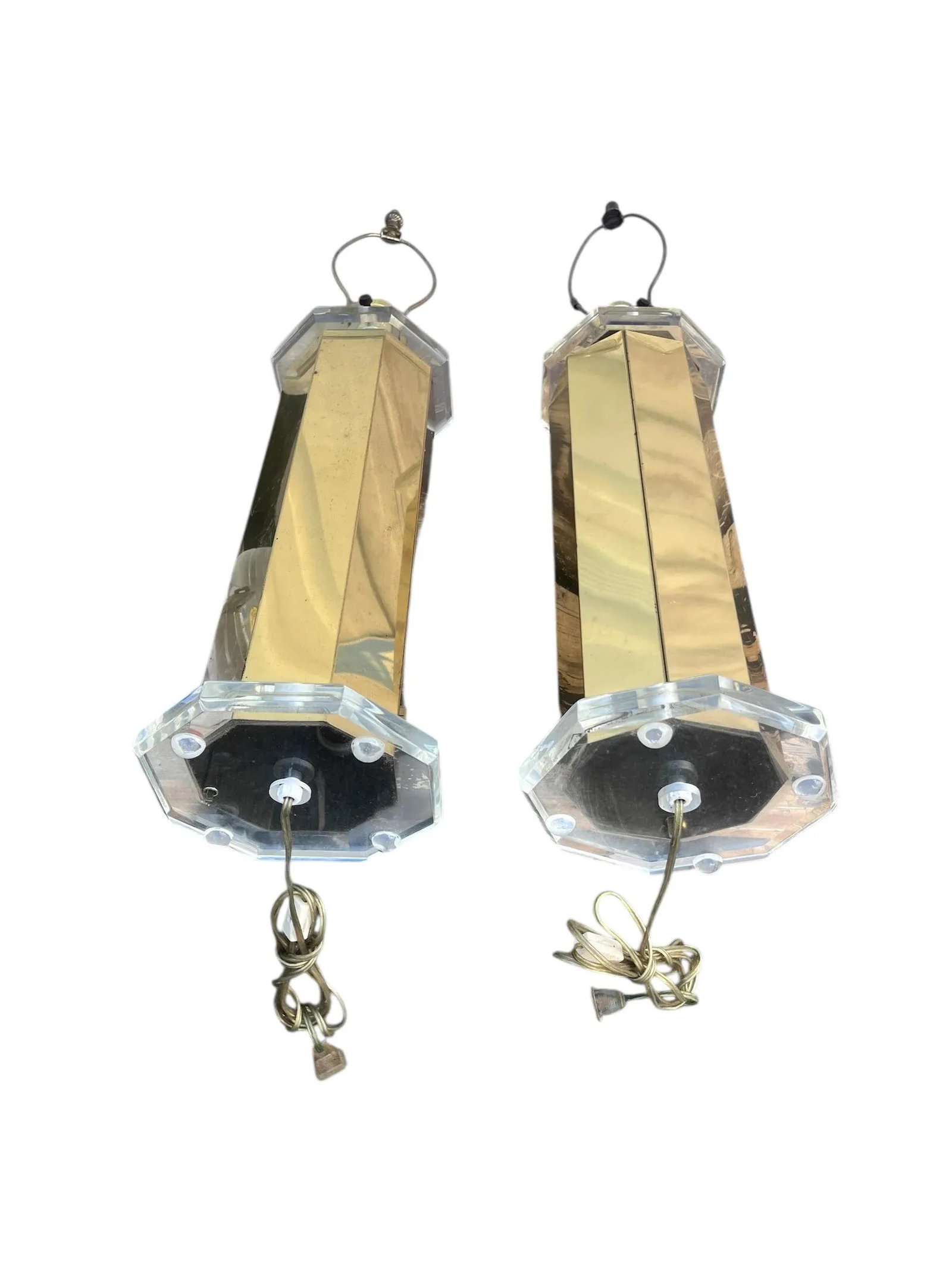 1970s Brass & Lucite Table Lamps - Set of 2 - 6
