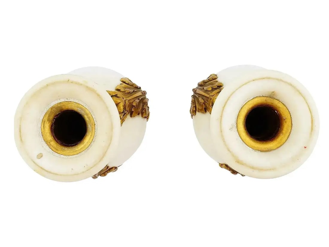 Antique French White Marble and Gilt Bronze Cassolettes - a Pair - 4