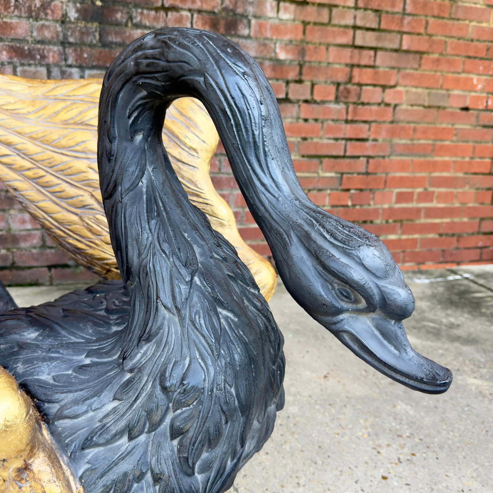 Vintage Hollywood Regency Parcel Gilt Swan Pedestal Dining Table Base - Newly Painted - 7
