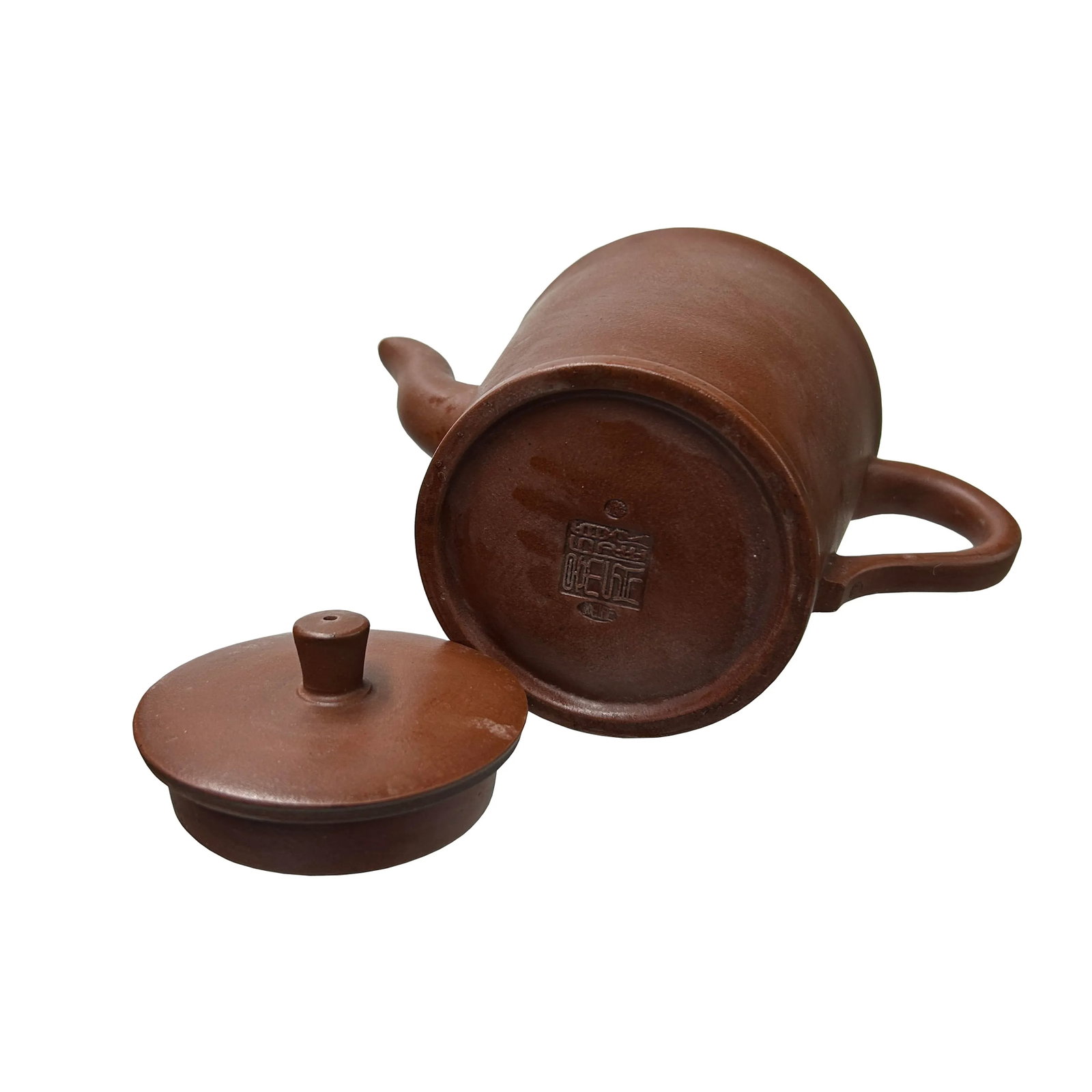 Vintage Brown Simple Cylindrical Plain Zisha Clay Teapot Art Display - 7