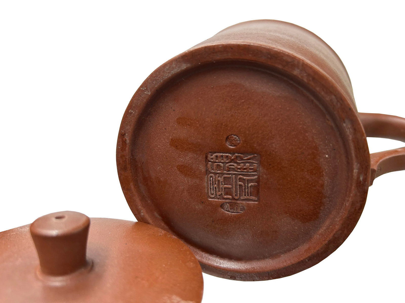 Vintage Brown Simple Cylindrical Plain Zisha Clay Teapot Art Display - 8