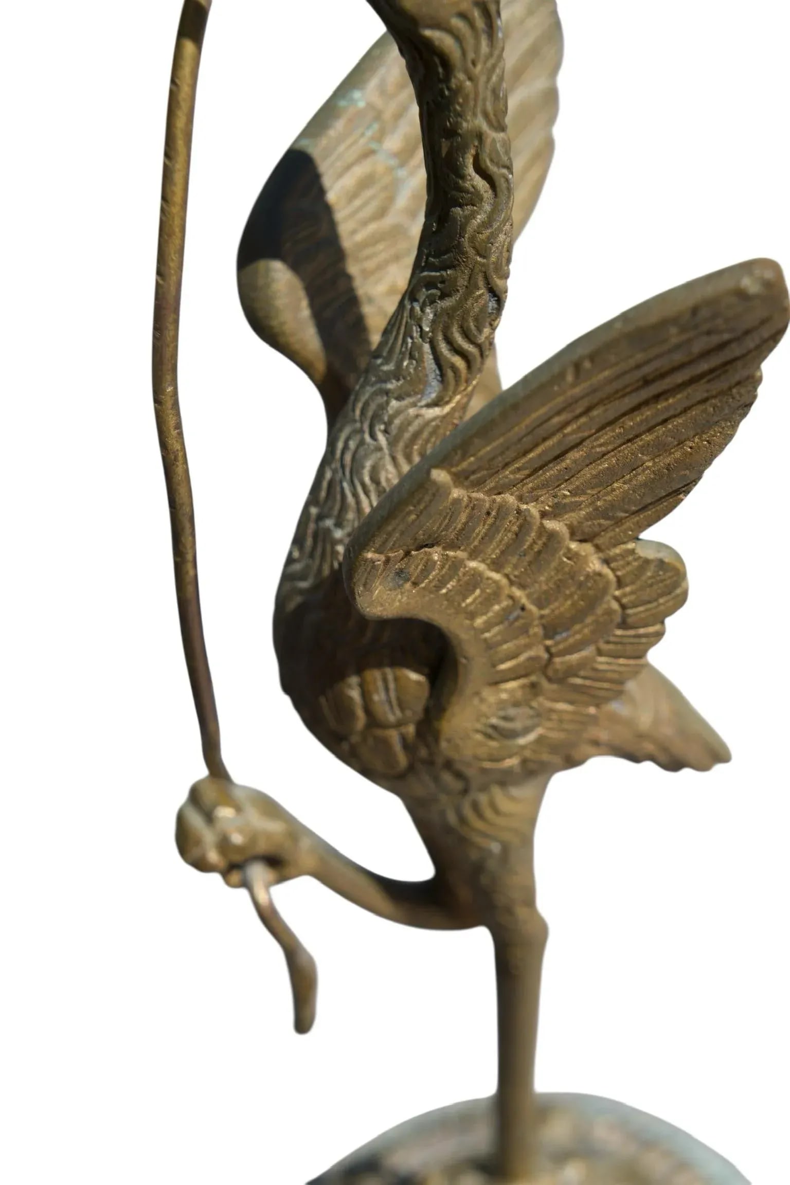 19th Century Chinese Bronze-Crane Holding Snake on Turtle - 4