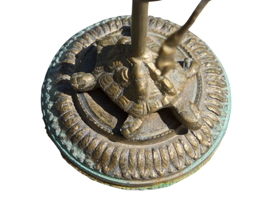 19th Century Chinese Bronze-Crane Holding Snake on Turtle - 5
