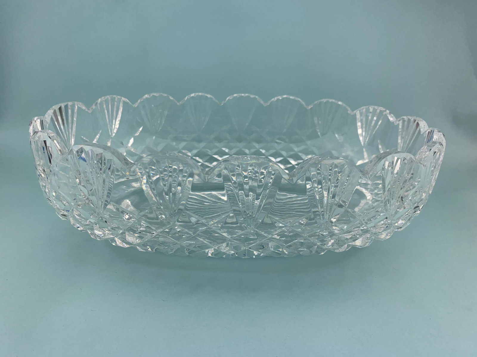 1980s Vintage Waterford Oval Cut Crystal Serving Bowl - 3
