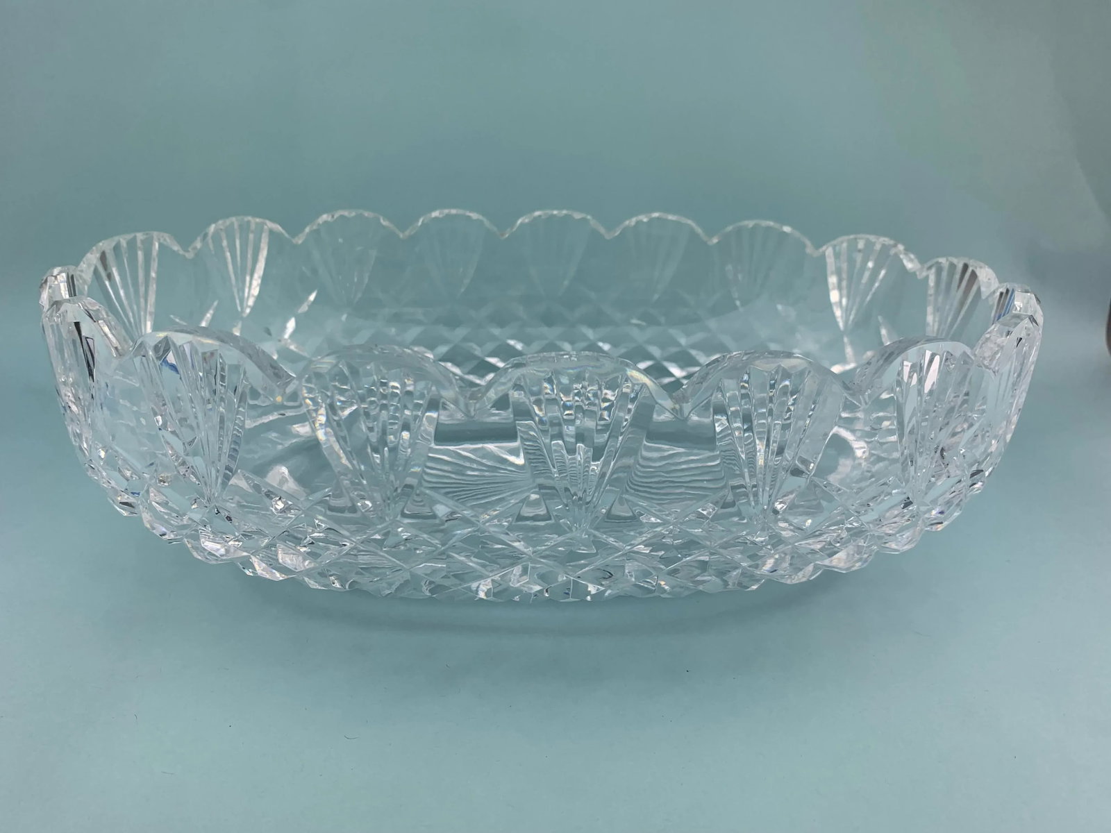 1980s Vintage Waterford Oval Cut Crystal Serving Bowl - 4