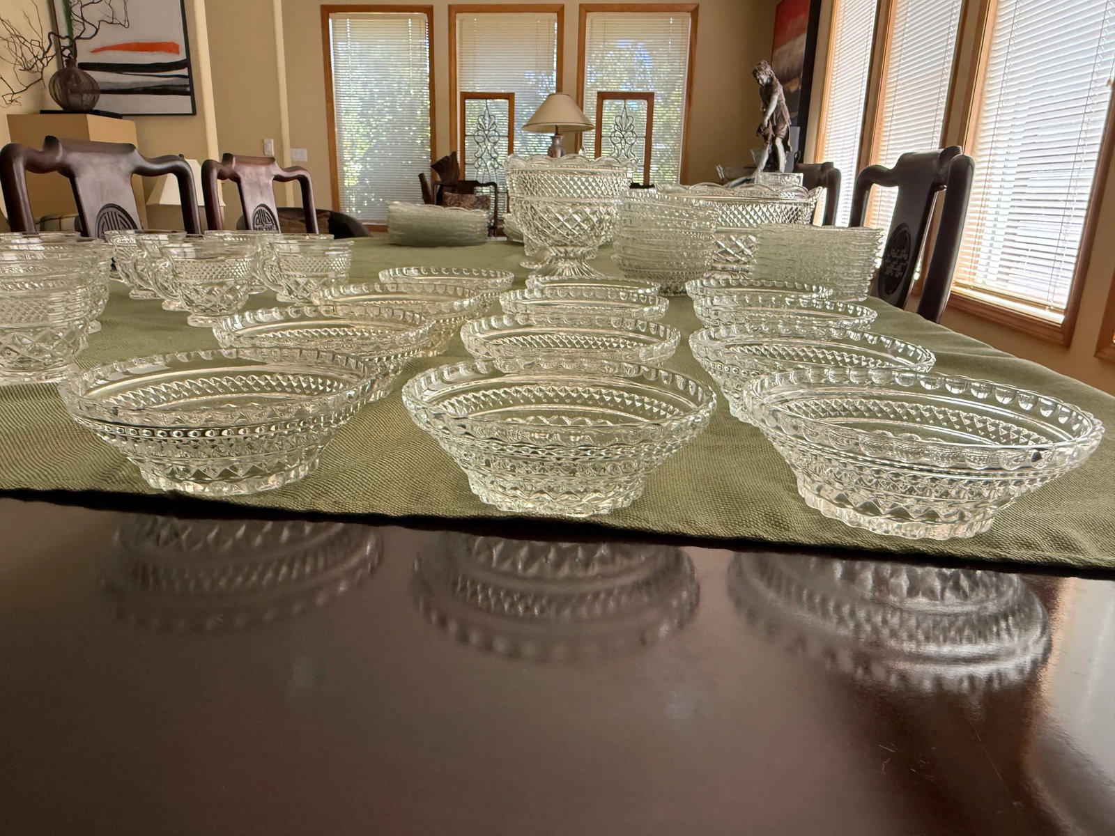 1960s Anchor Hocking Wexford Pattern Glassware Set- 137 Pieces - 9