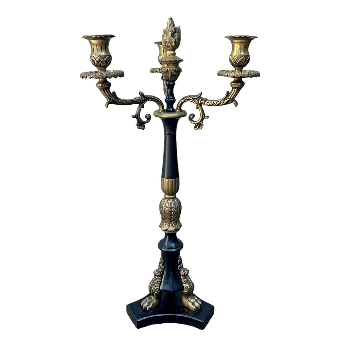 Antique 19th Century French Empire Bronze Lion Paw Candelabras- Set of 2 - 2
