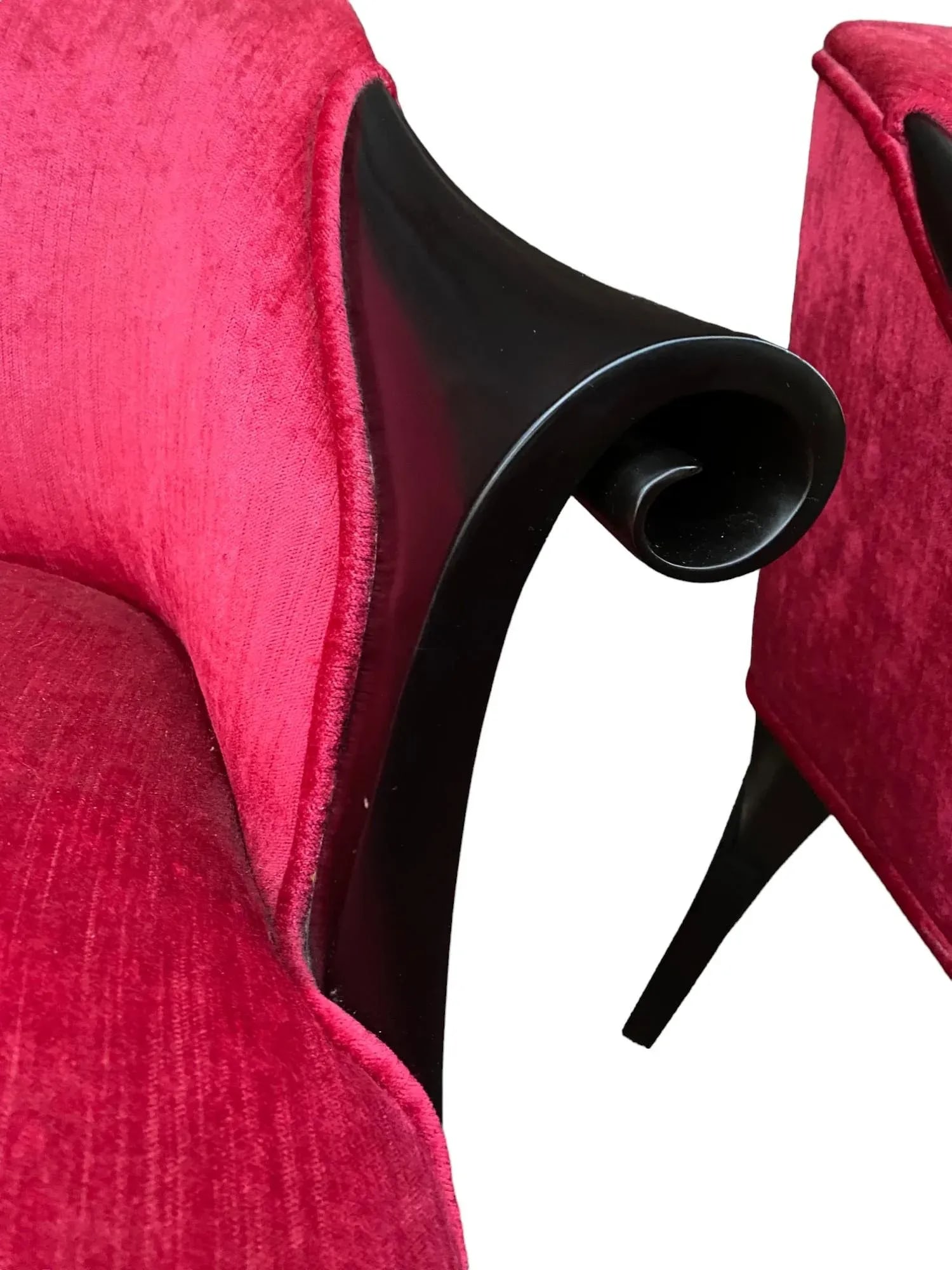 Bespoke Carla Lounge Cherry Cerise Velvet Chairs - A Pair - 8