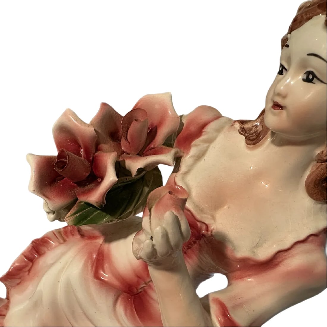 Large Italian Capodimonte Statues Figurines - Peasant Boy & Girl With Roses - 25" - 4