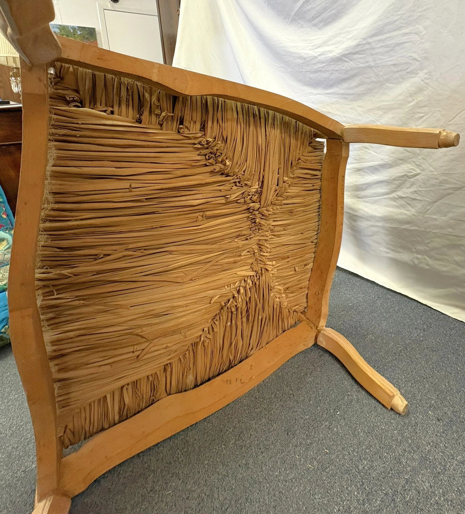 Vintage Kreiss Collection Ladderback Lounge Chair With Ottoman - 14