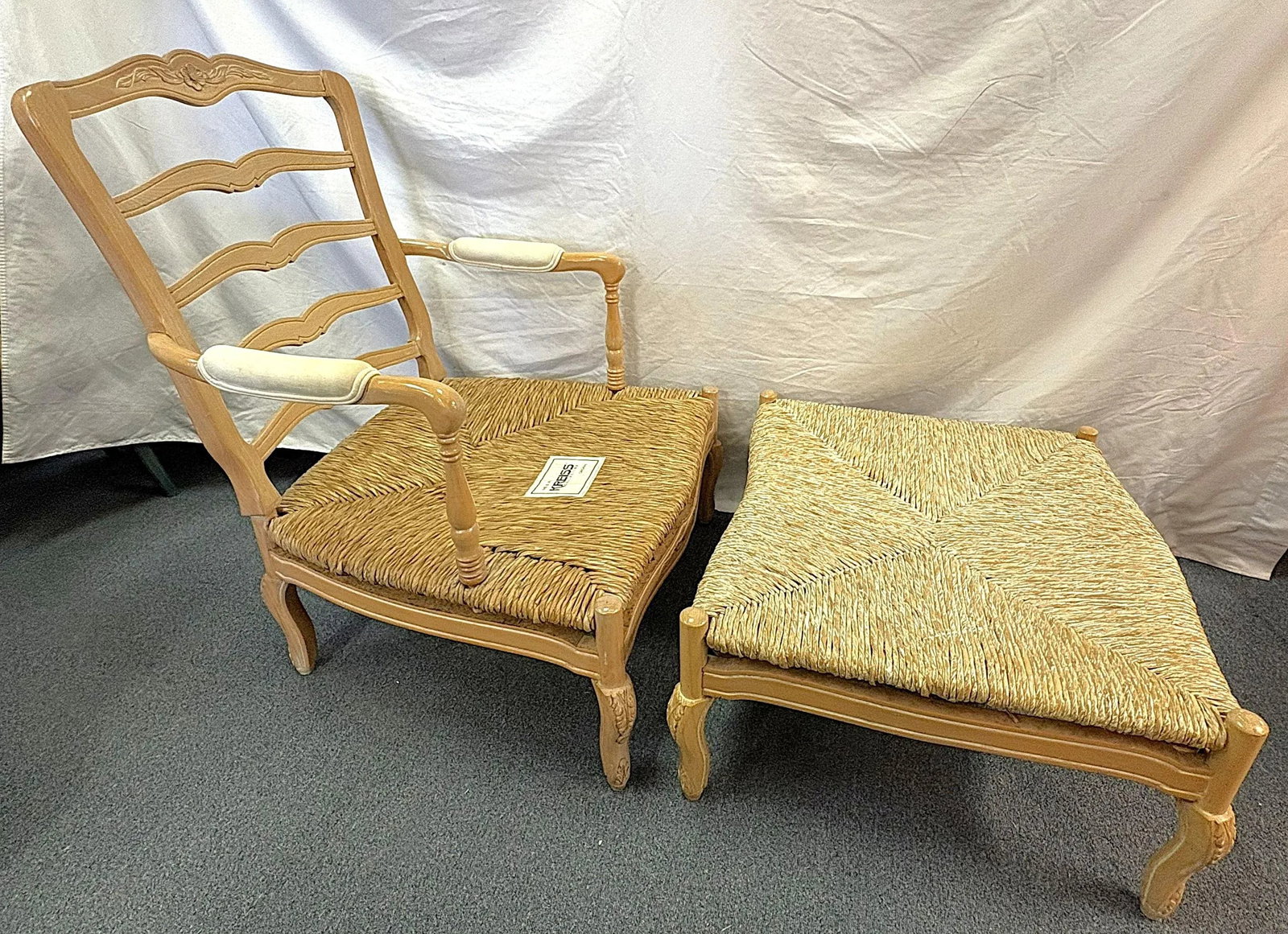 Vintage Kreiss Collection Ladderback Lounge Chair With Ottoman - 4