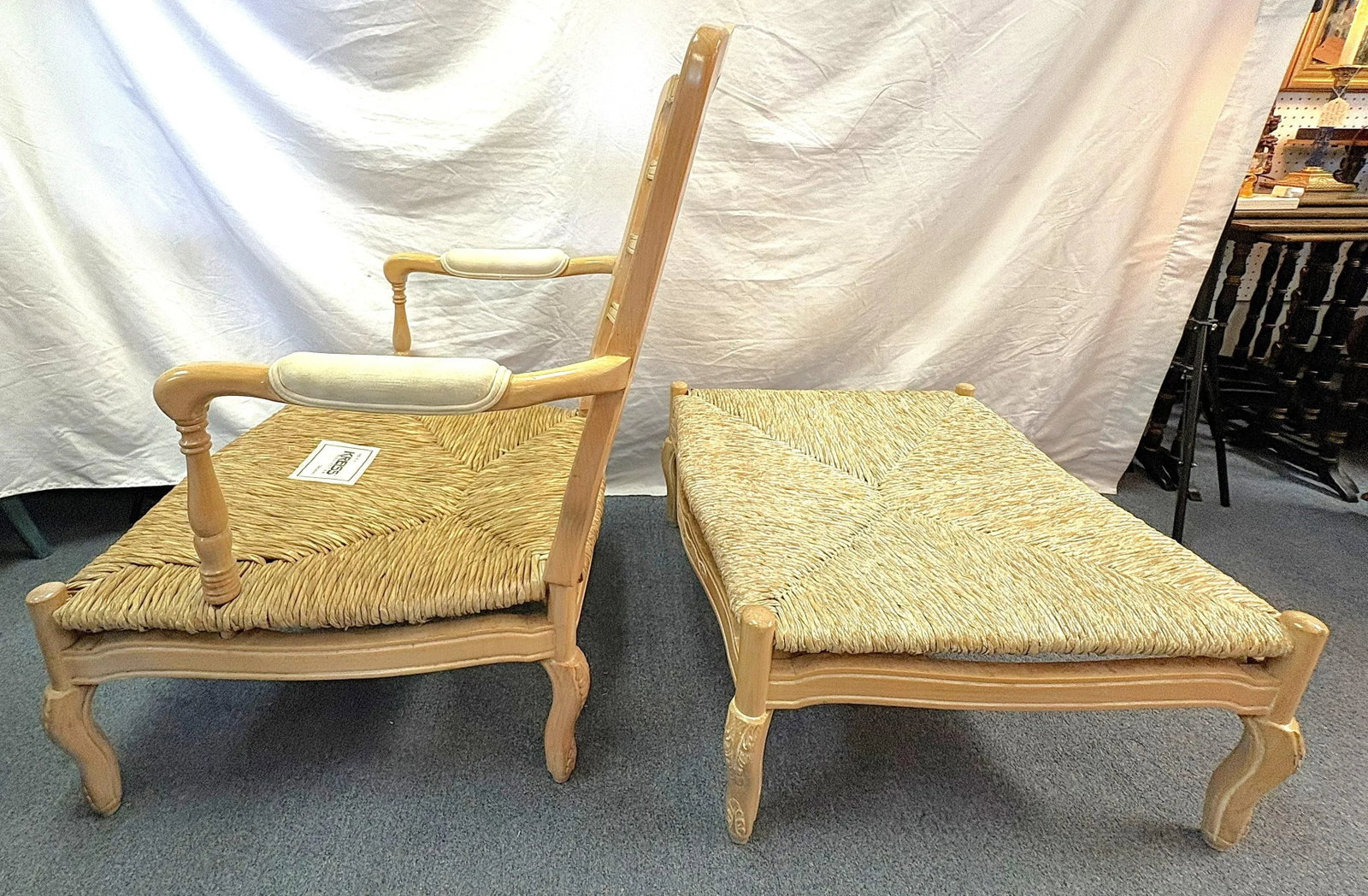 Vintage Kreiss Collection Ladderback Lounge Chair With Ottoman - 6