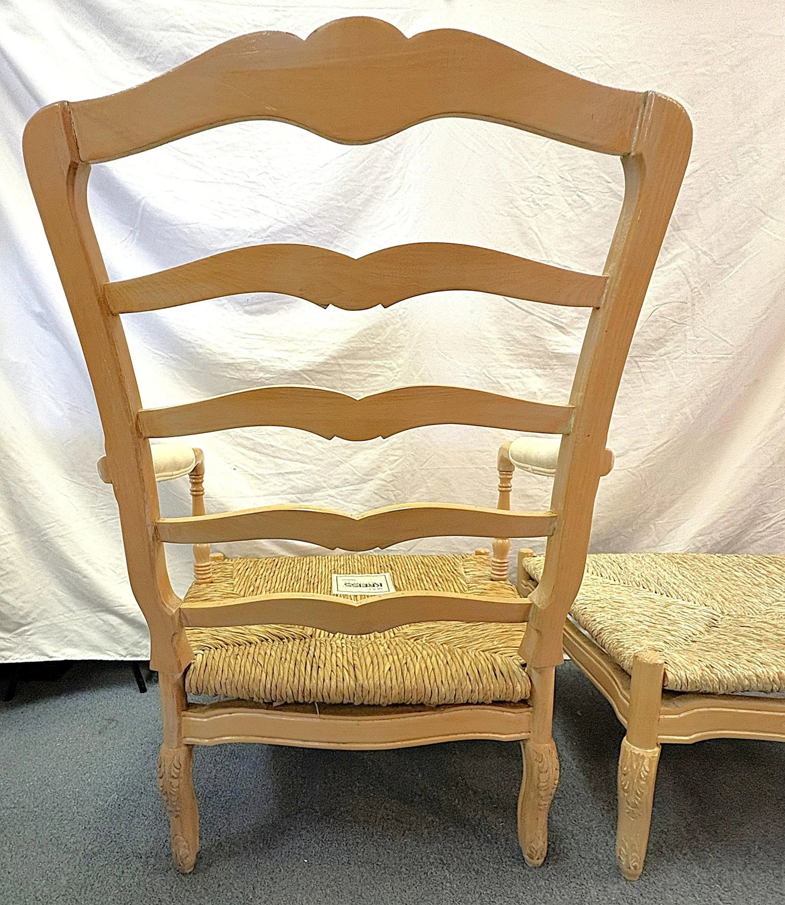 Vintage Kreiss Collection Ladderback Lounge Chair With Ottoman - 8