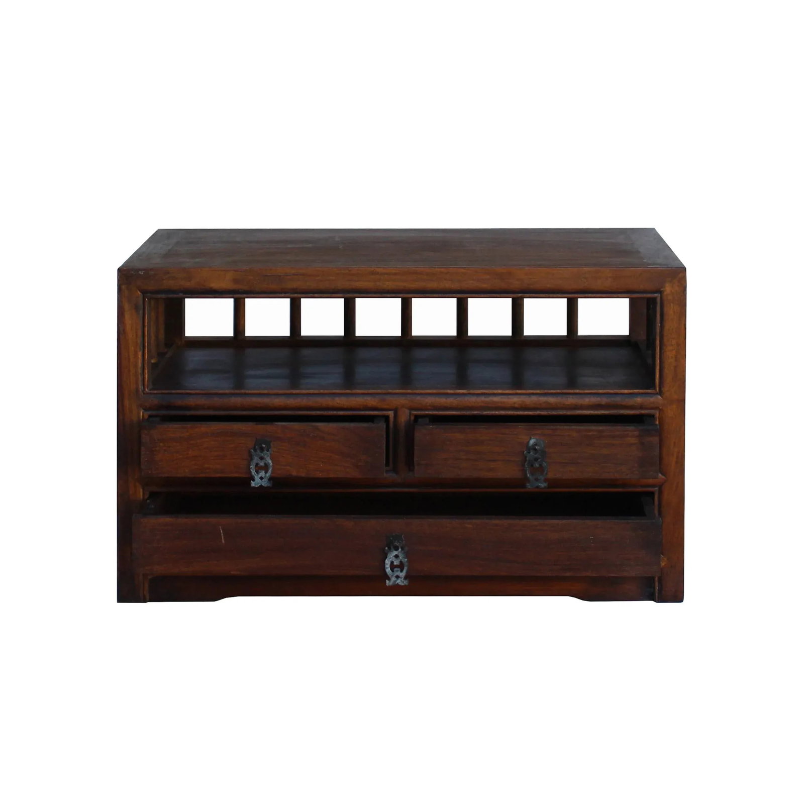 Chinese Brown Wood Rectangular Table Top Stand Display Easel Chest - 4