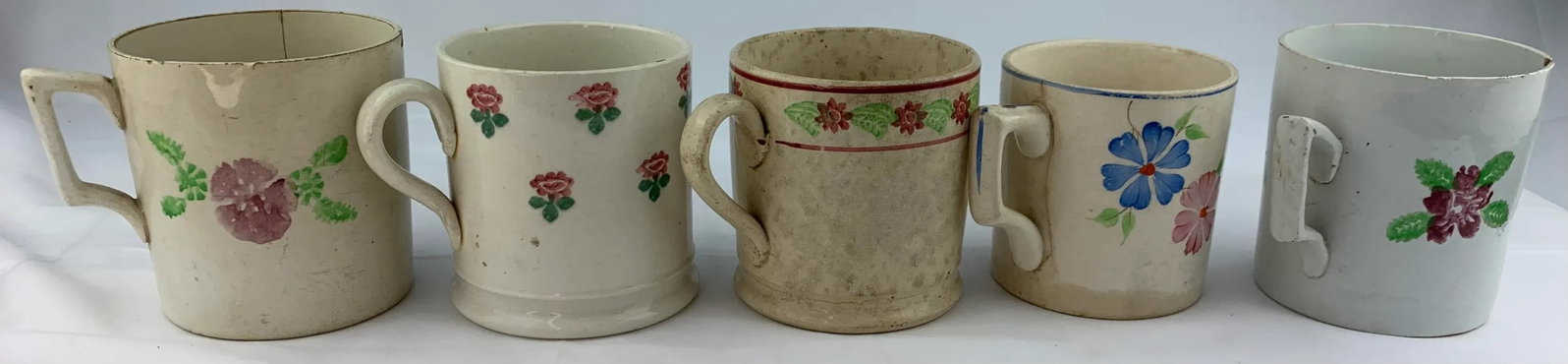 Late 19th Century Hand Painted Mugs - Set of 5 - 4