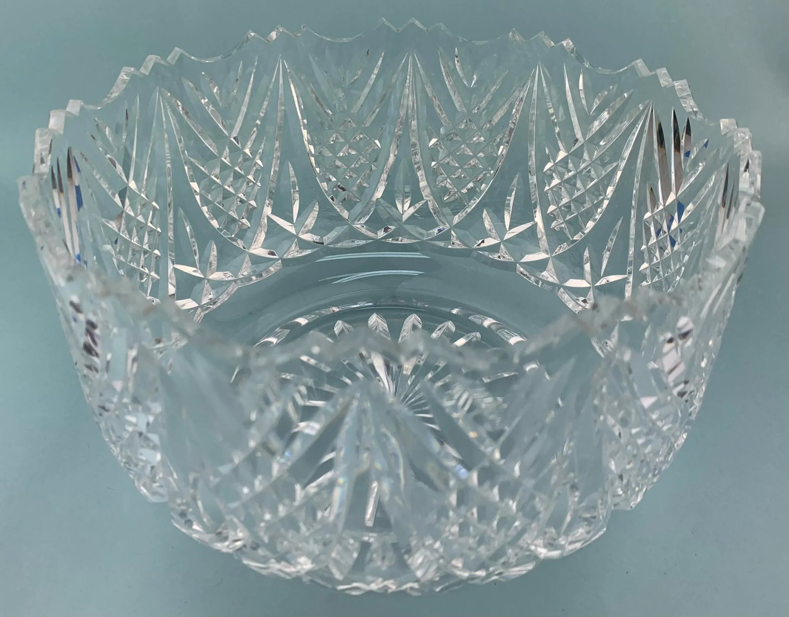 1980s Vintage Round Cut Crystal Salad Serving Bowl - 9