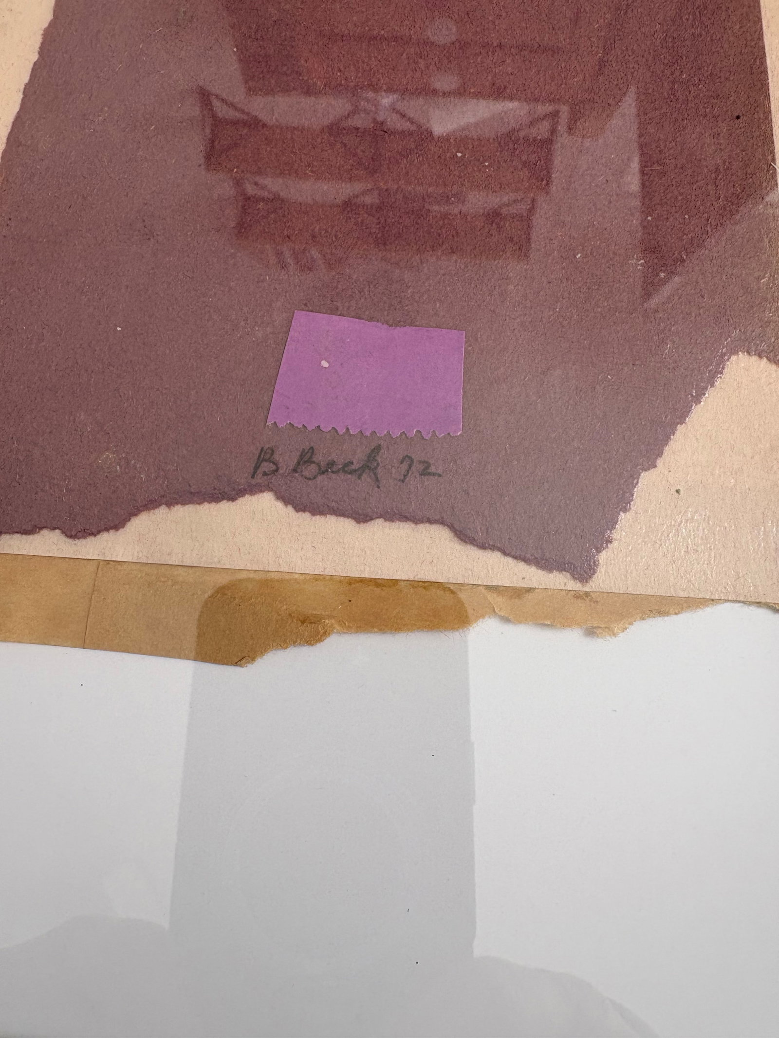 Barbara Beck 1972 Paper Collage Purple, Pink and Tan - 4