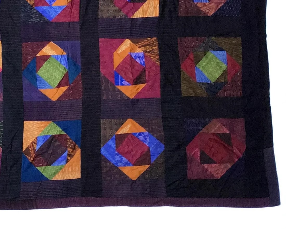 Antique Silk Thailand Artisan Large Patchwork Batik Throw Wall Hanging - 5