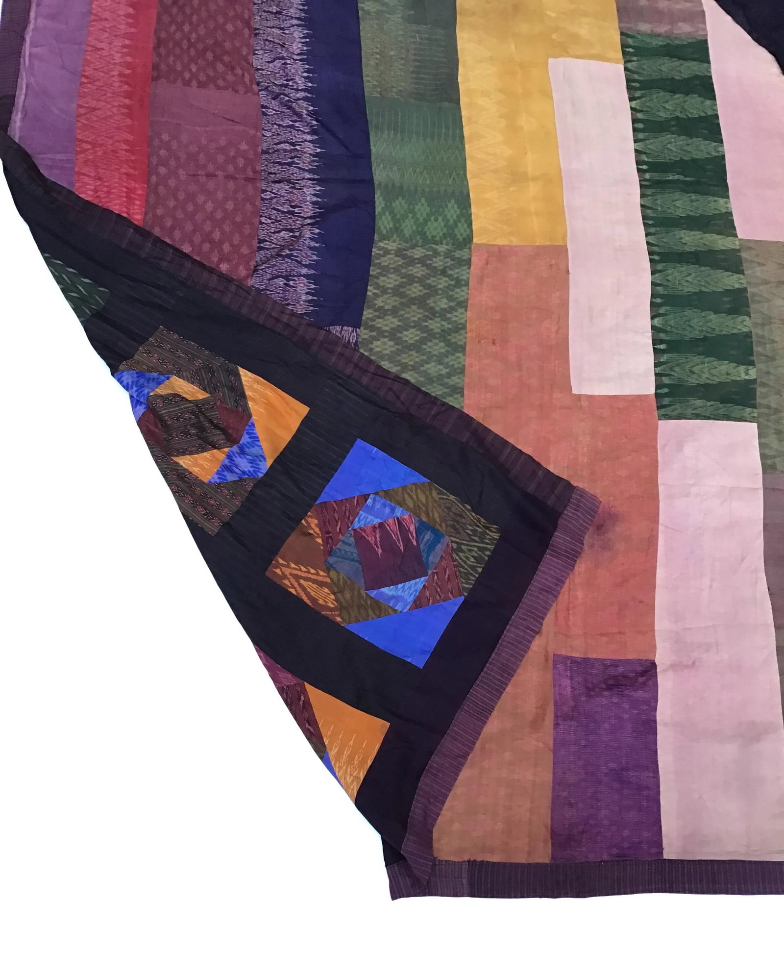 Antique Silk Thailand Artisan Large Patchwork Batik Throw Wall Hanging - 7