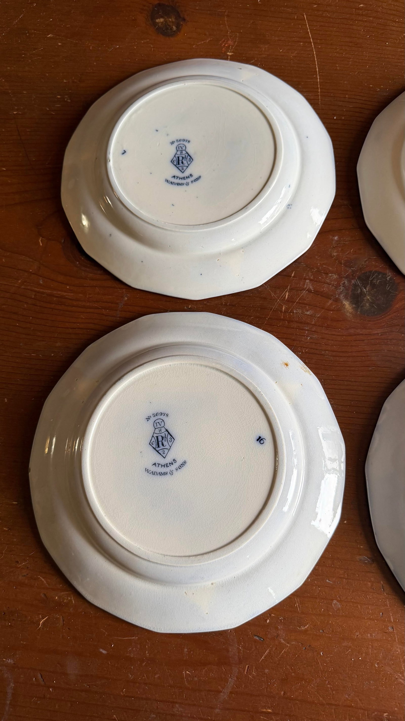A Super Rare Set of 6 Antique Flow Black Ironstone Plates "Athens" by W. Adams, Circa 1850's - 11
